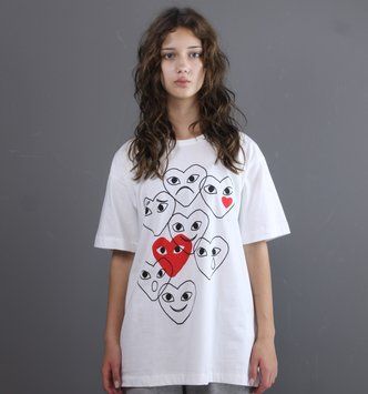 Футболка Comme des Garsons PLAY/серця білий 0829 0829 фото