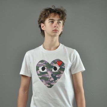 Футболка Comme des Garsons PLAY/хакі/ білий 0786 0786 фото